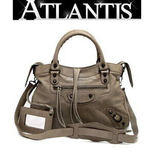 Balenciaga The Town Handbag Leather Bag Gray